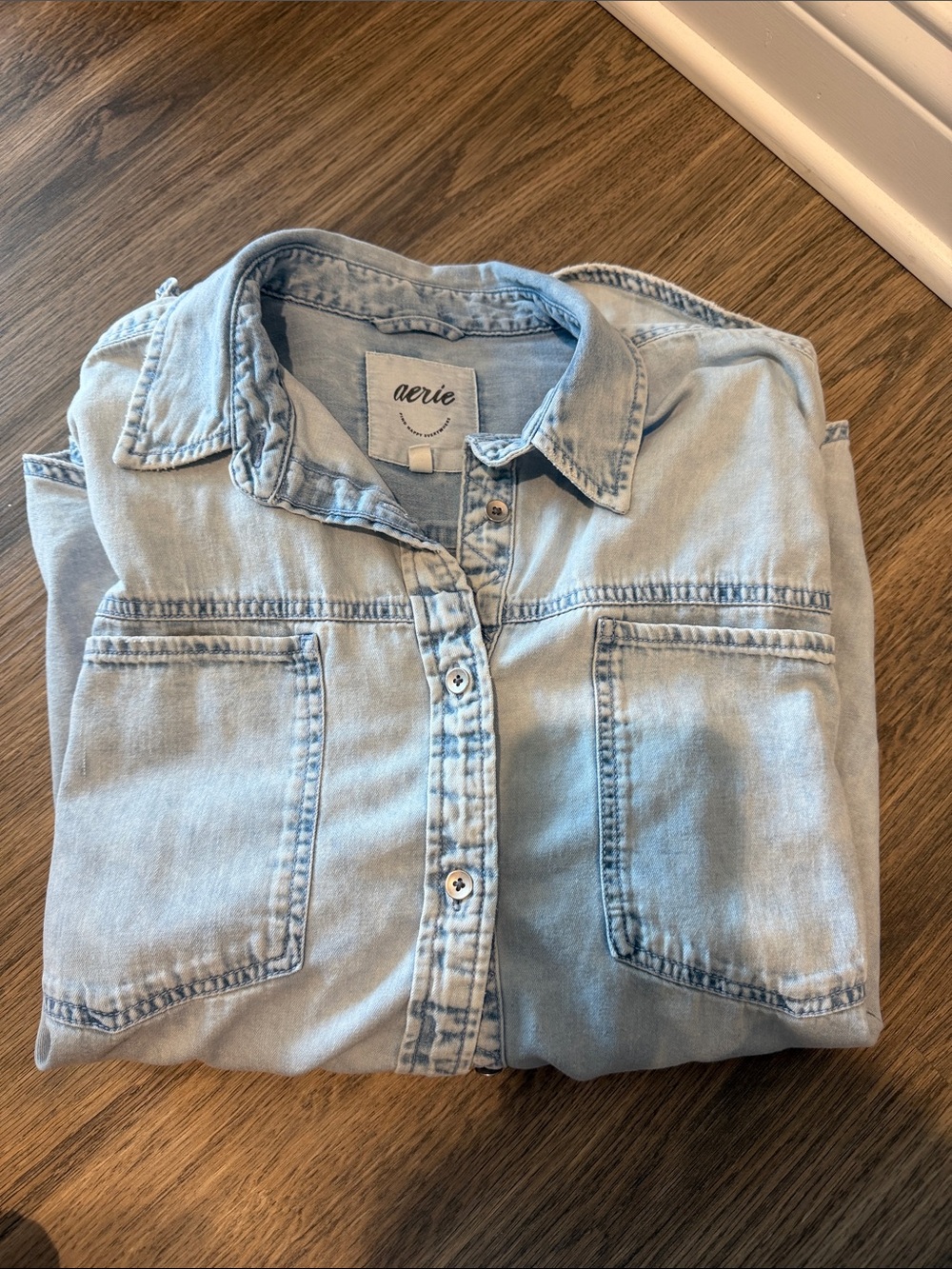 aerie Light Blue Washed Denim Shirt